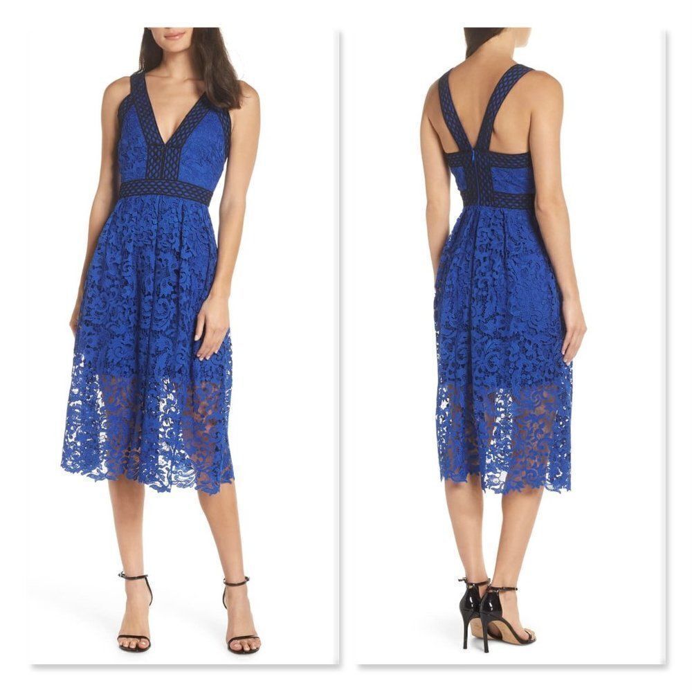Adelyn Rae Crochet Lace V-Neck Dress